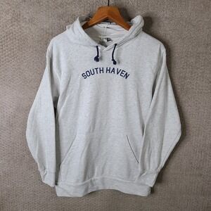 South Haven Hoodie‎ Mens Medium Gray Embroidered Pullover Sweatshirt Great Coast